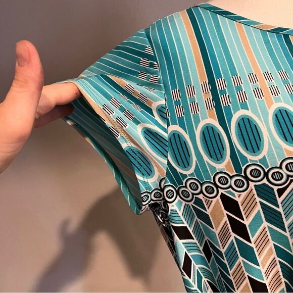 Laundry by Design short sleeve geometric print dress with belt size Large - Picture 3 of 15